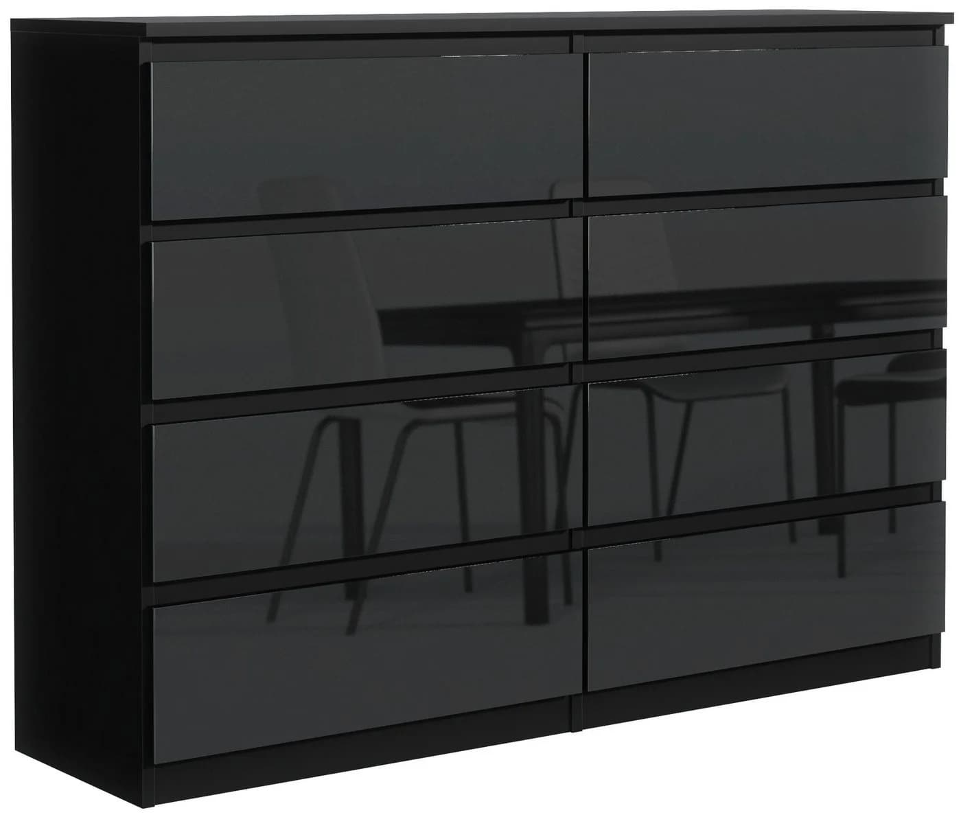 Raumhirsch Furniture Kommode 8 Schubladen Schwarz Hochglanz