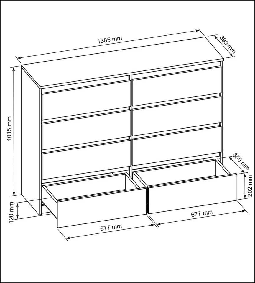 Raumhirsch Furniture Kommode 8 Schubladen Schwarz Hochglanz - Bild 3