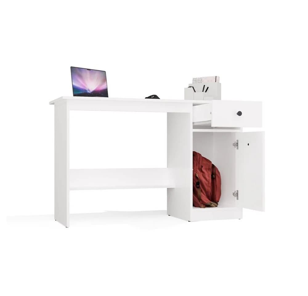 Raumhirsch Furniture Schreibtisch CHESTER Weiß mit Schublade und Schrank - Bild 4