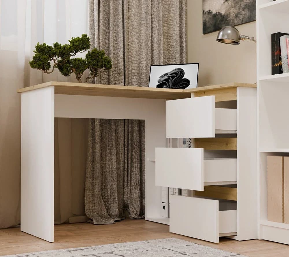 Raumhirsch Furniture Eckschreibtisch NICEA Weiß mit Schubladen - Bild 2