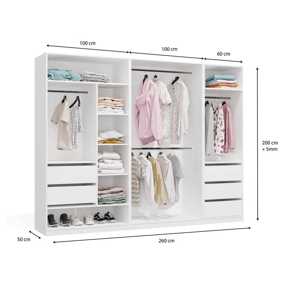 Raumhirsch Furniture Kleiderschrank Weiß Modulares System Mit Schubladen - Bild 3