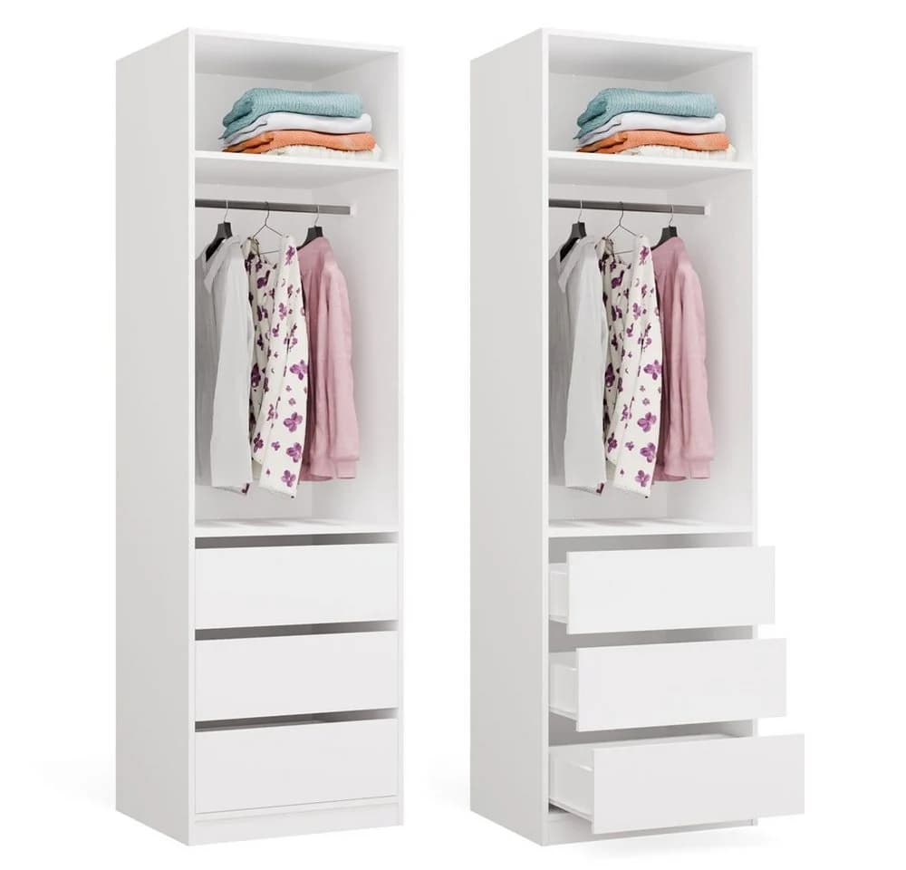 Raumhirsch Furniture Kleiderschrank mit 3 Schubladen und Kleiderstange
