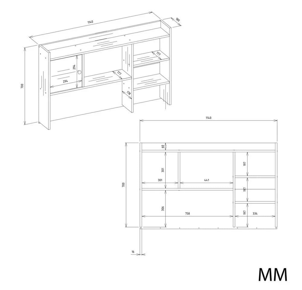 Raumhirsch Furniture Schreibtischaufsatz Weiß 5 Fächer - Bild 3