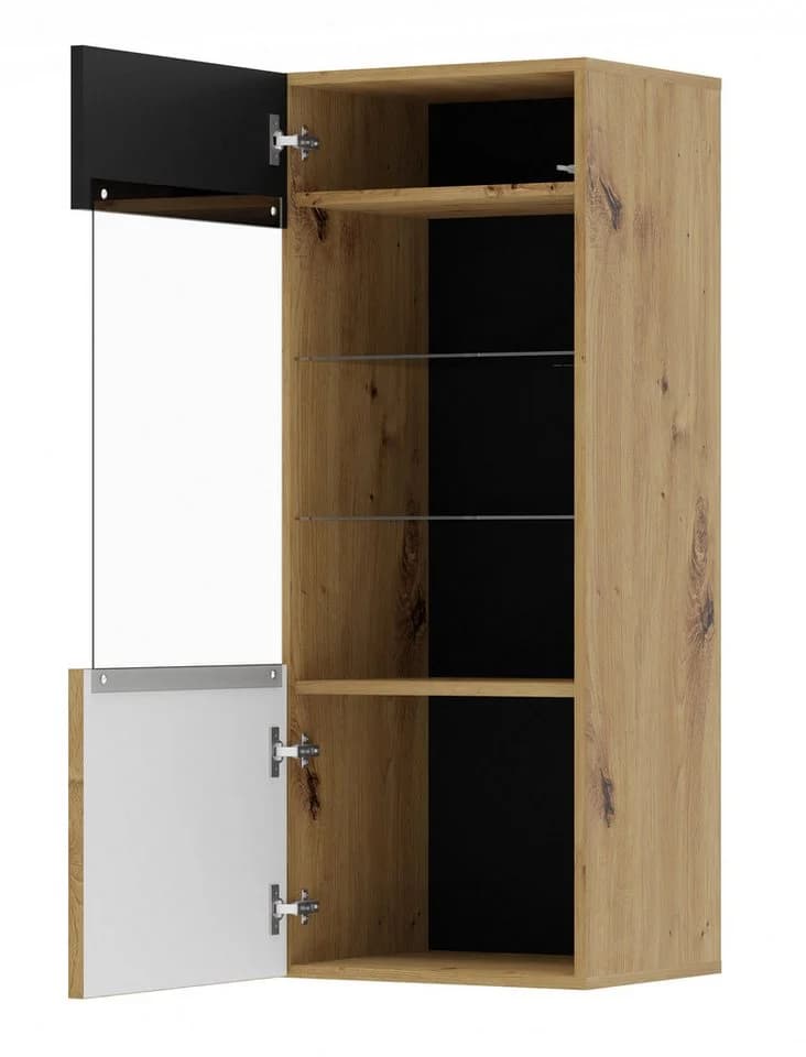 Raumhirsch Furniture Standvitrine Glasvitrine Schwarz Push-to-Open Lamellenfront - Bild 3