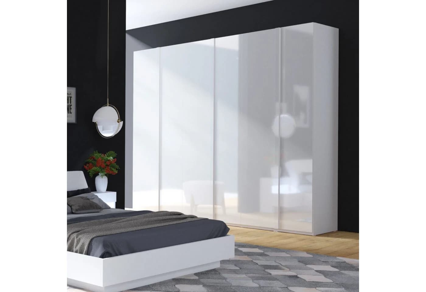Raumhirsch Furniture Kleiderschrank 6-türig Hochglanz Weiß - Bild 5