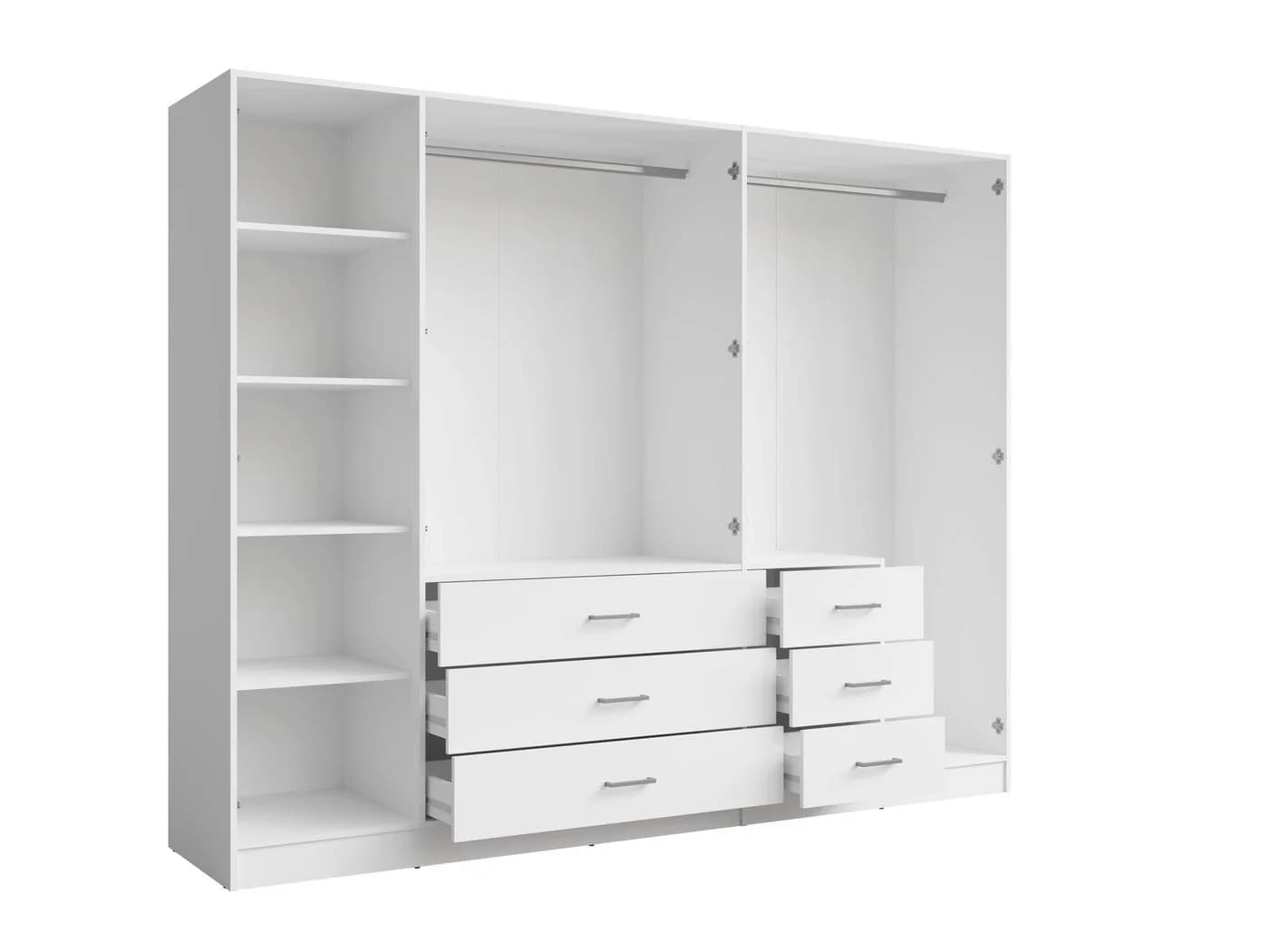Raumhirsch Furniture Kleiderschrank mit Spiegel und 6 Schubladen Weiß - Bild 5