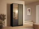 Raumhirsch Furniture Kleiderschrank KATANIA mit Spiegel und Lamellen Schwarz Bild 2