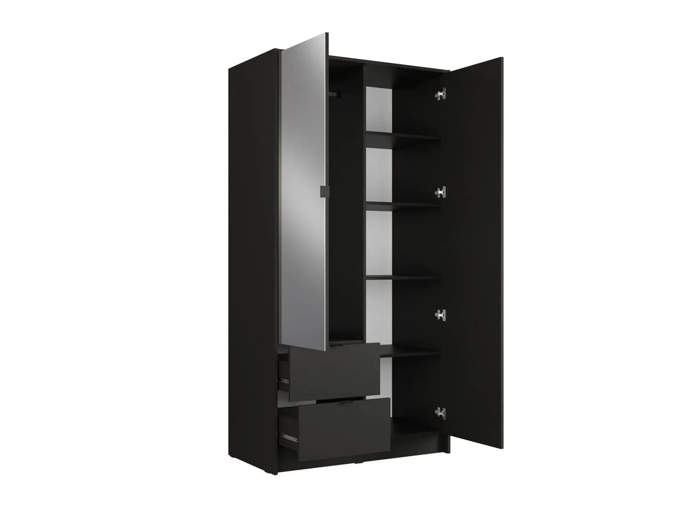 Raumhirsch Furniture Kleiderschrank KATANIA mit Spiegel und Lamellen Schwarz - Bild 5