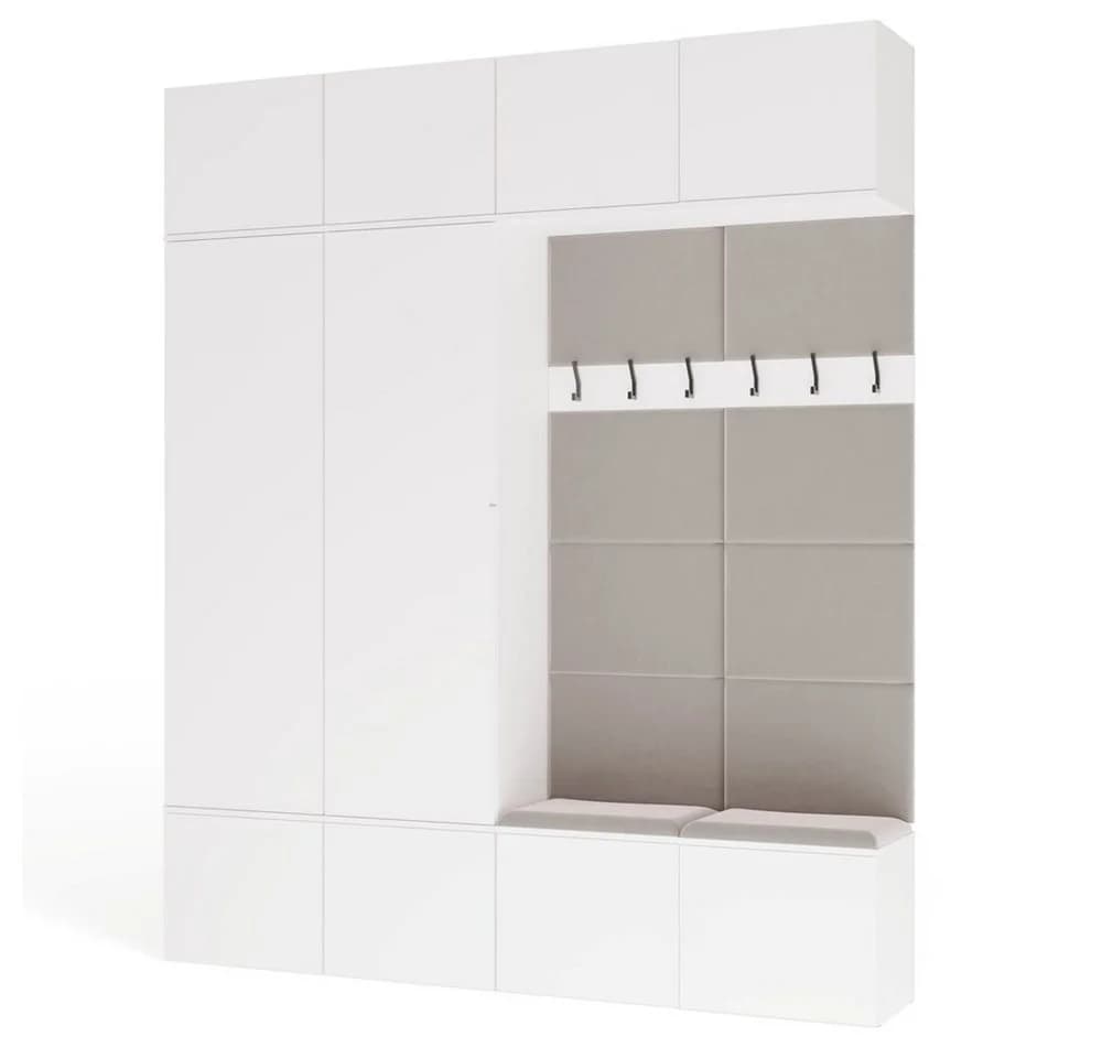 Raumhirsch Furniture Garderobenschrank mit Schuhschrank Weiß