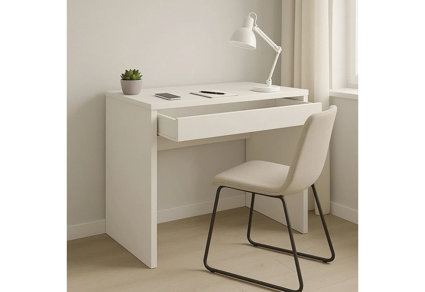 Raumhirsch Furniture Schreibtisch Weiß Kompakt mit Schublade - Bild 2