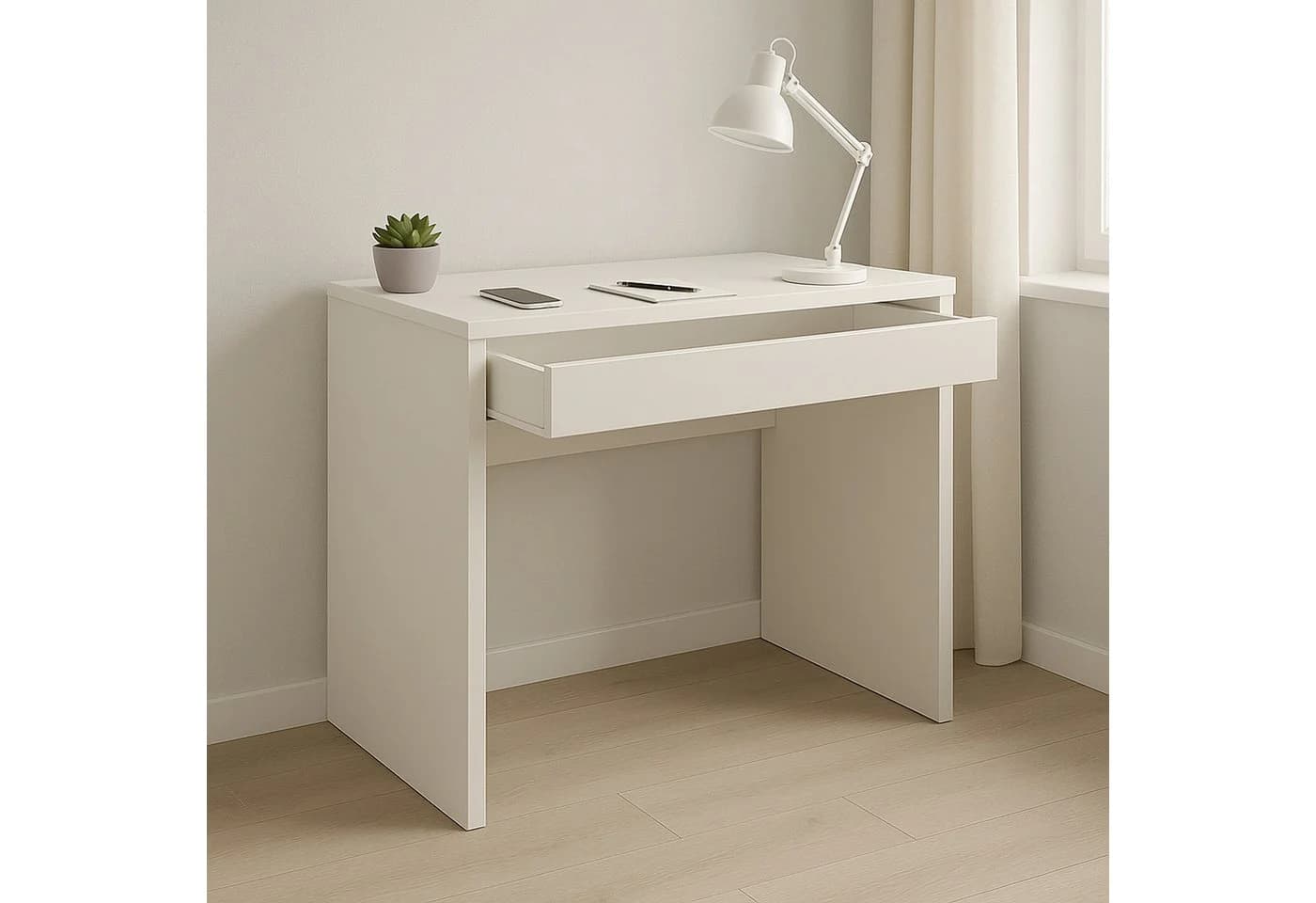 Raumhirsch Furniture Schreibtisch Weiß Kompakt mit Schublade - Bild 4