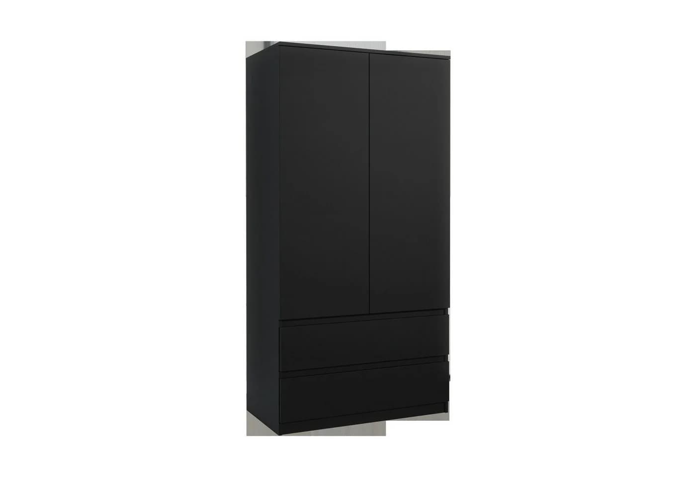 Raumhirsch Furniture Kleiderschrank Schwarz 2 Türen 2 Schubladen