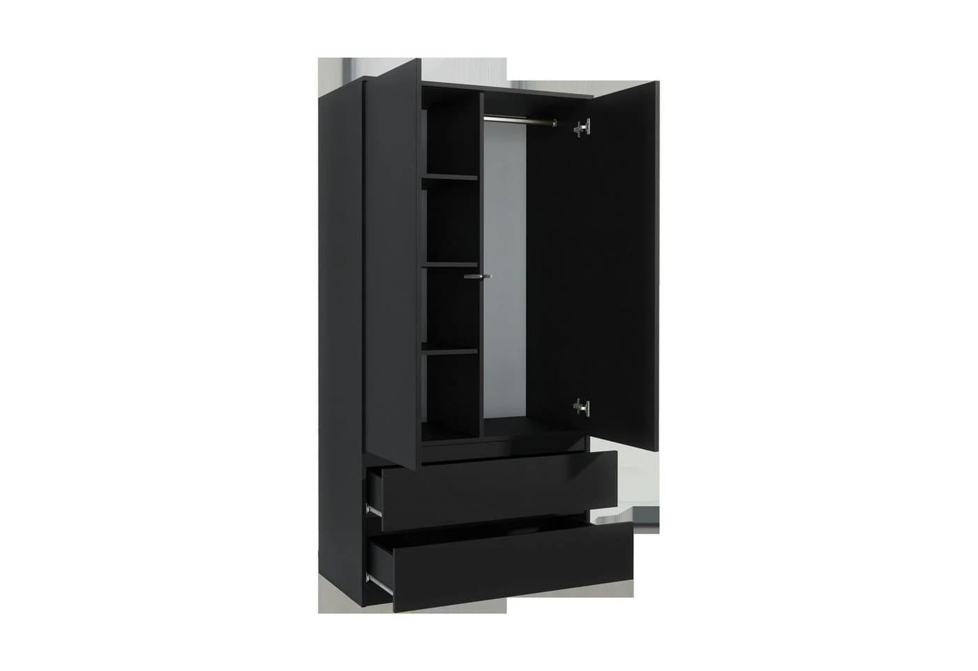 Raumhirsch Furniture Kleiderschrank Schwarz 2 Türen 2 Schubladen - Bild 4