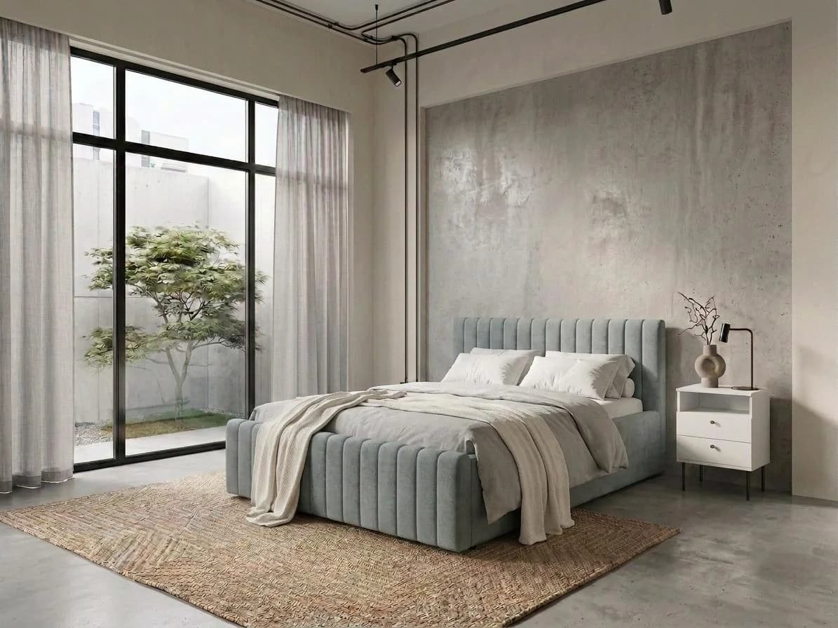 OTTO HOME Polsterbett MOIVRE Blau 140x200 cm mit Schaumstoffpolsterung