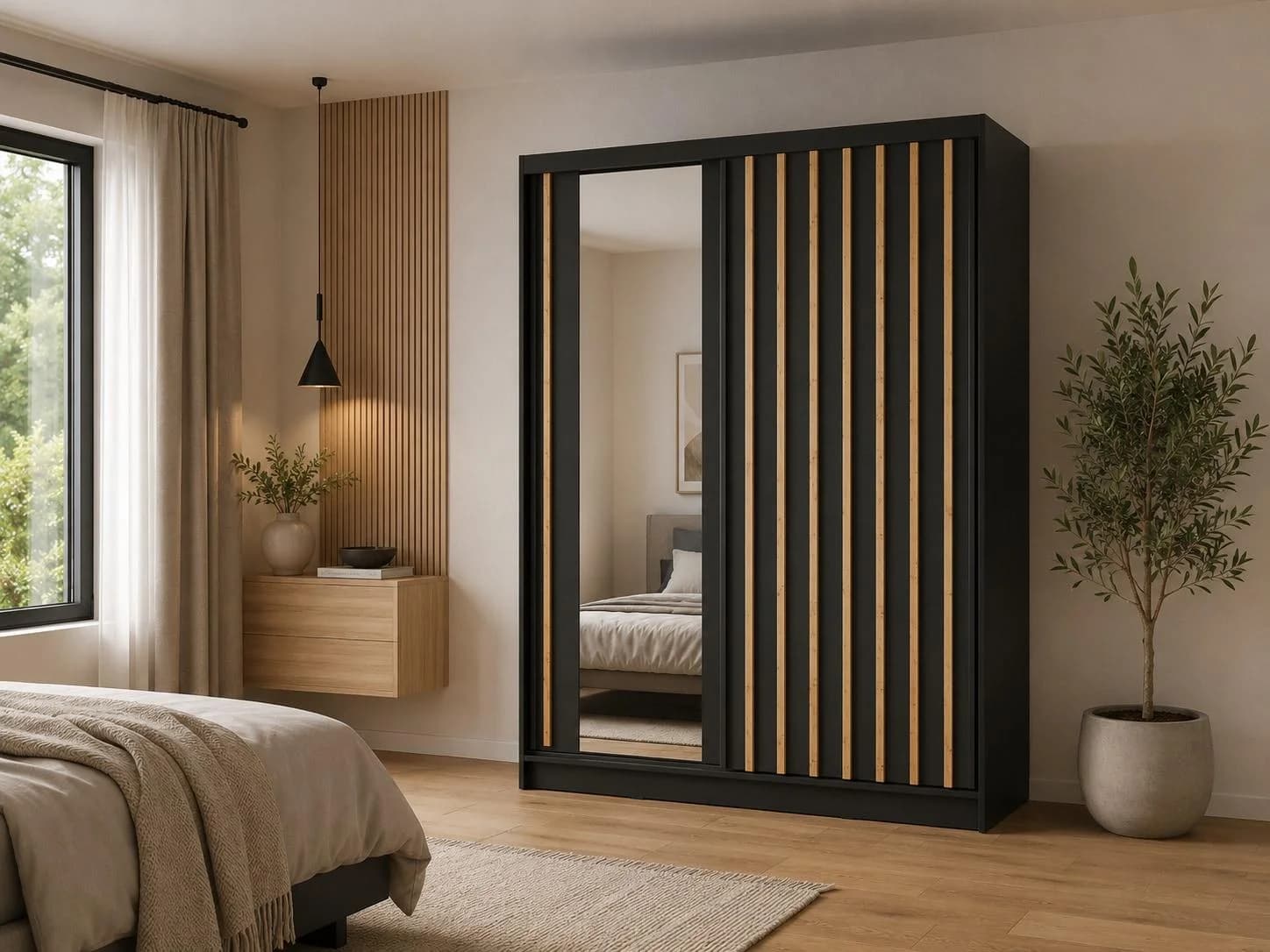 Home Affaire Kleiderschrank Villefranche Schwarz mit Spiegel