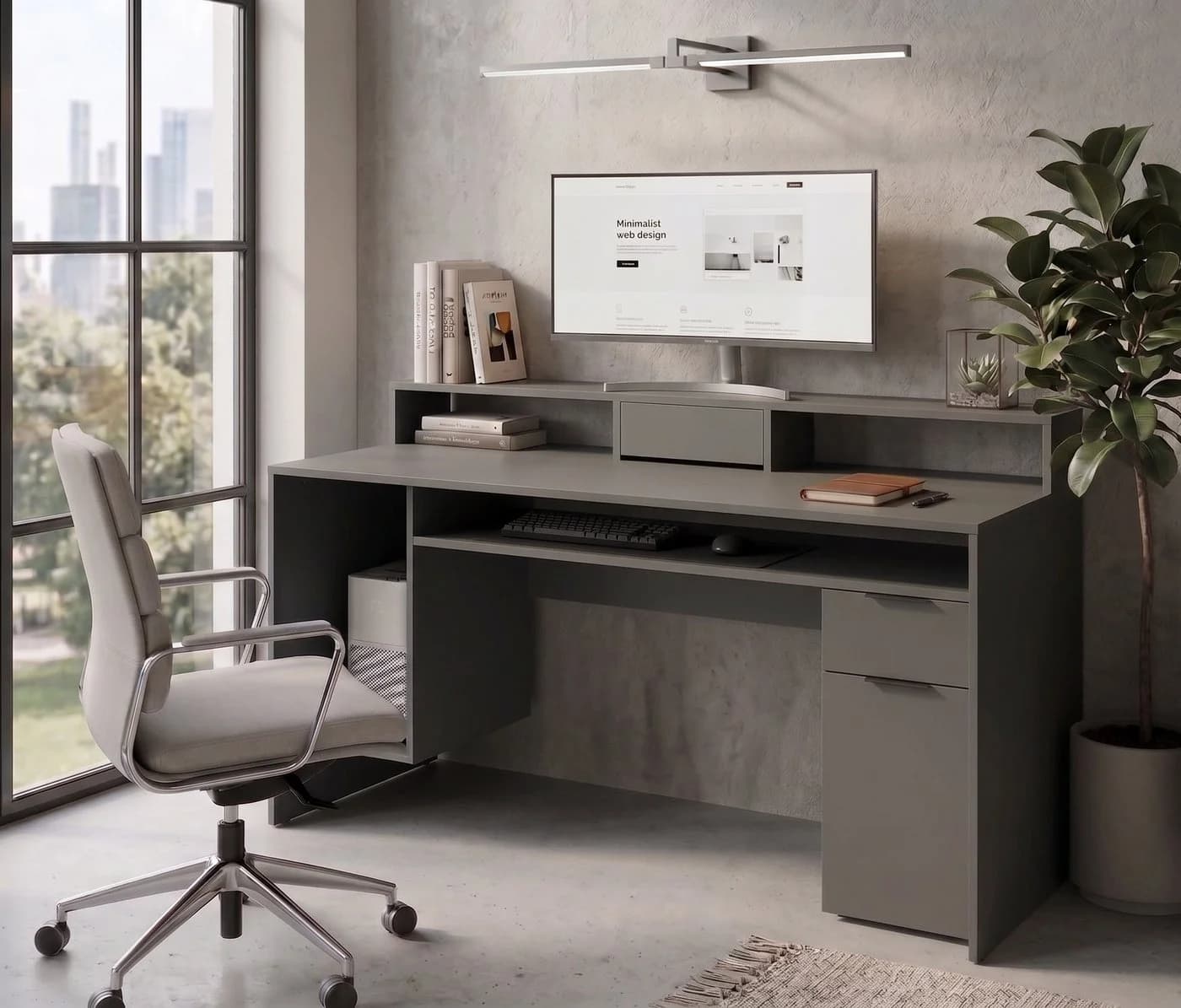 OTTO HOME Schreibtisch Peoria Computertisch mit Towerfach Graphit - Bild 2