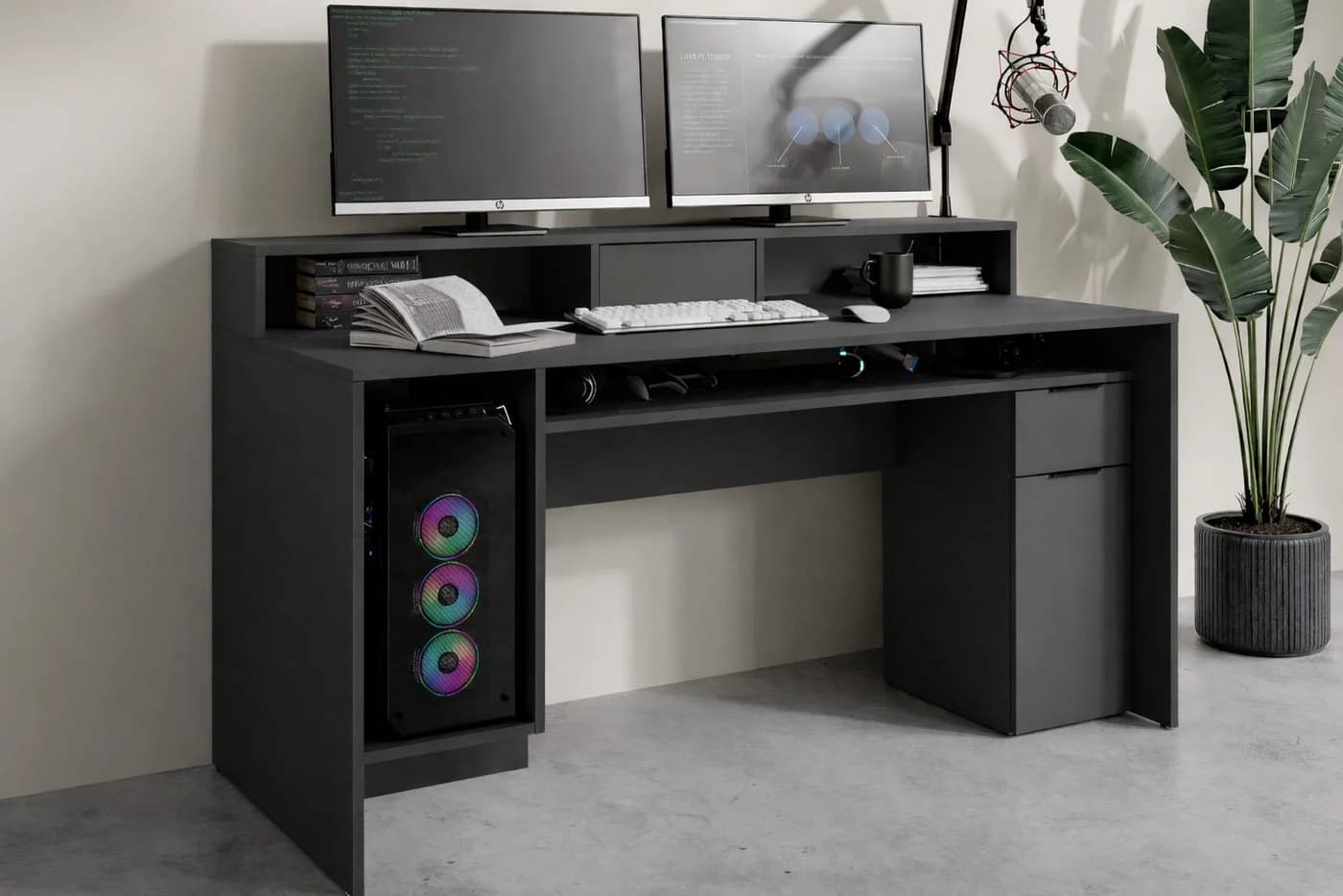 OTTO HOME Schreibtisch Peoria Computertisch mit Towerfach Graphit - Bild 4