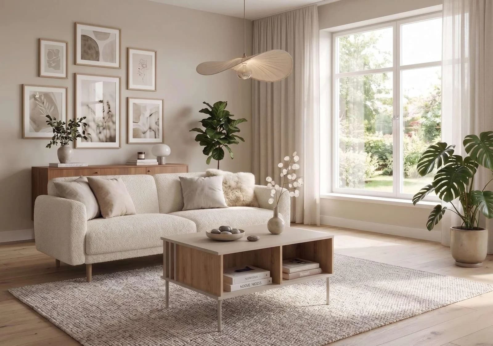 OTTO HOME Couchtisch AAELIN mit Stauraum, Cashmere Beige/Artisan Eiche
