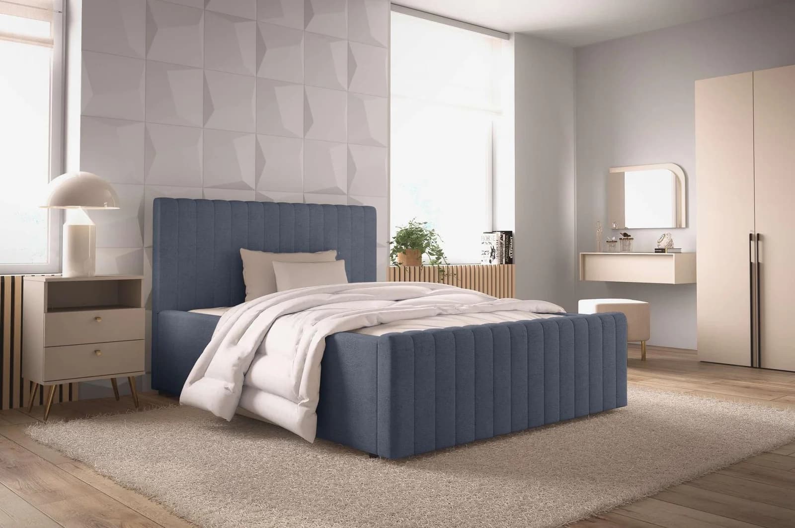 Polsterbett MOIVRE mit Bettkasten dunkelblau OTTO HOME