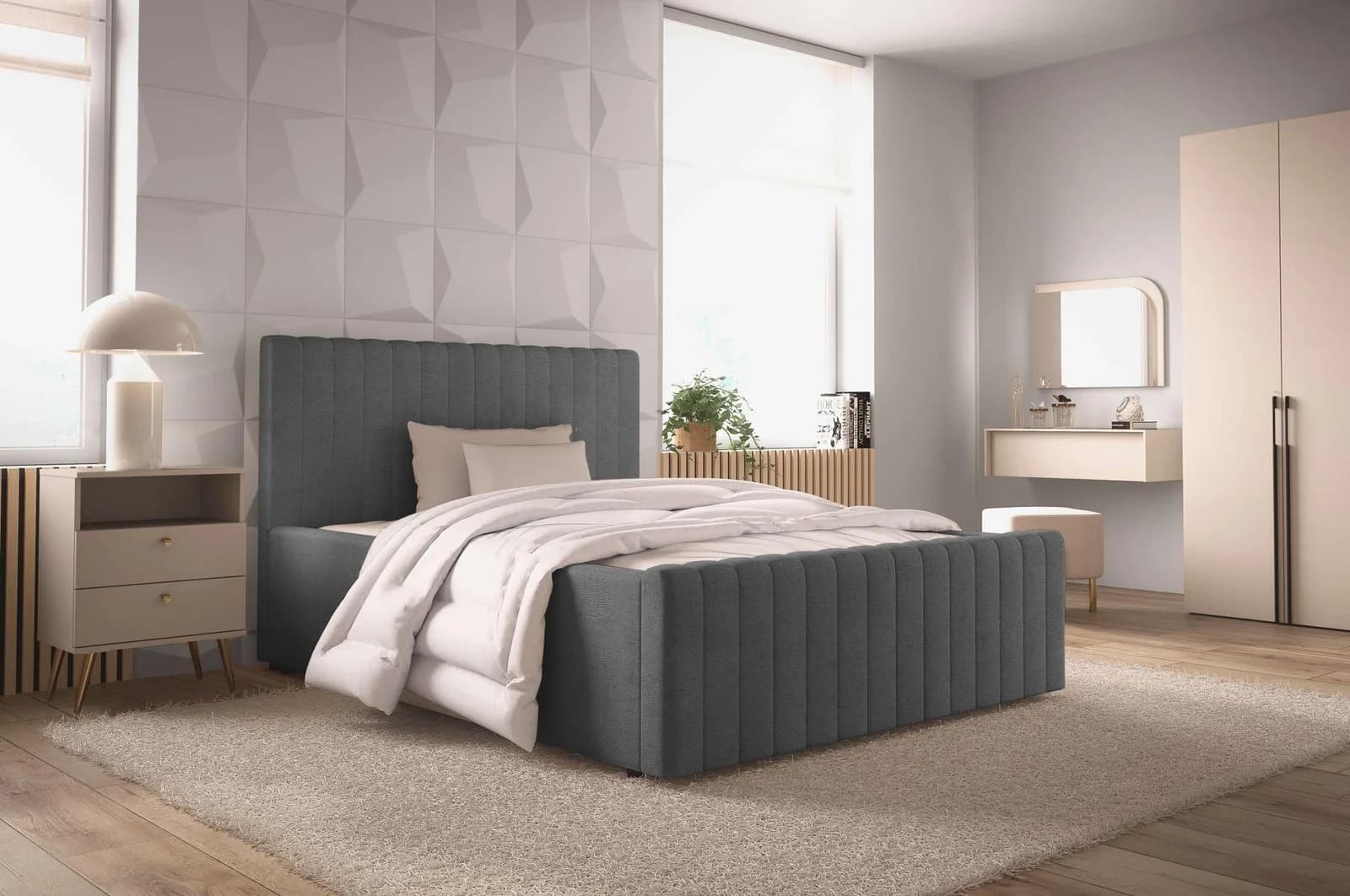 Polsterbett OTTO HOME MOIVRE mit Bettkasten anthrazit