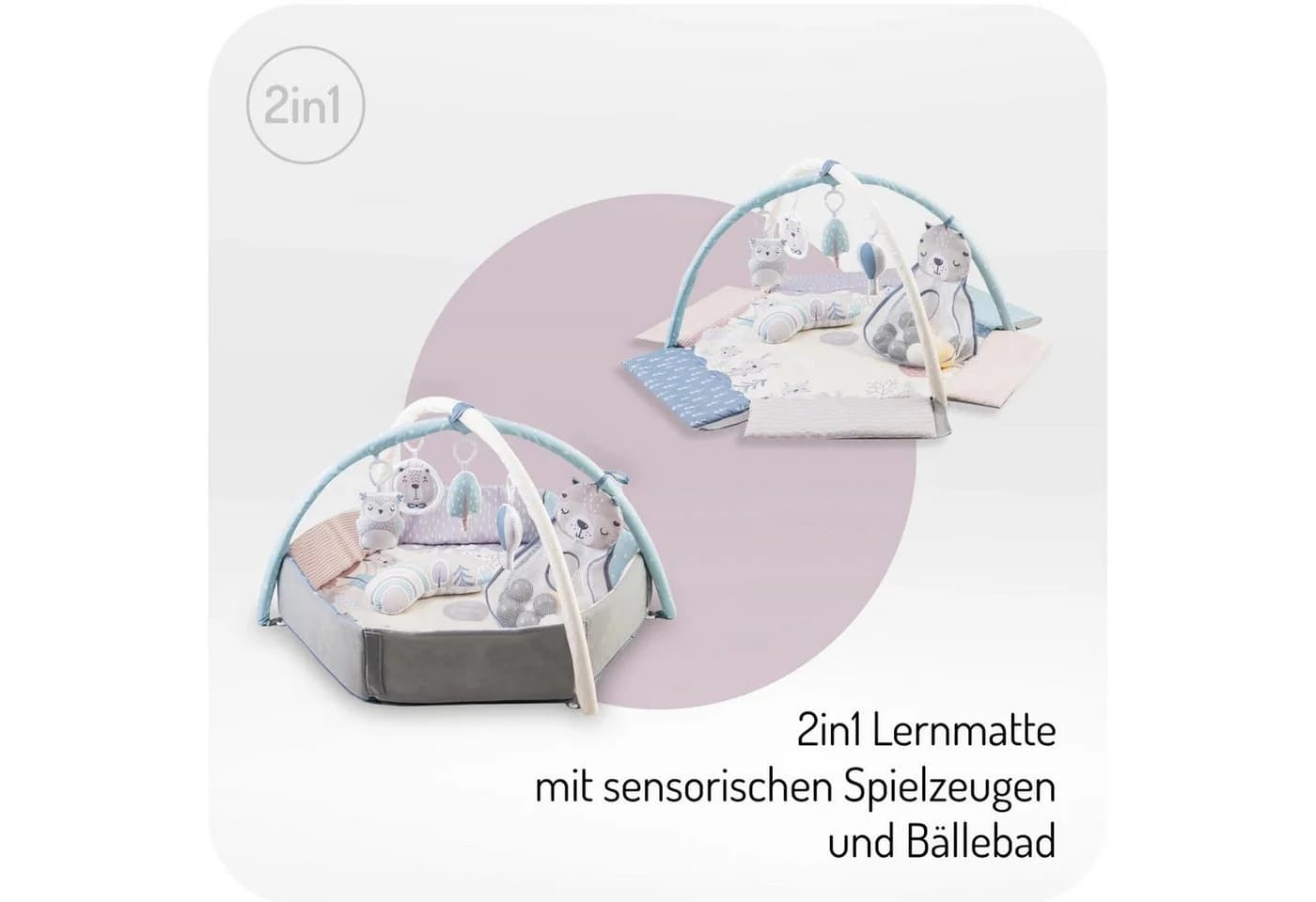 MoMi Spielmatte Pastel 2-in-1 mit Bällebad und 30 Bällen