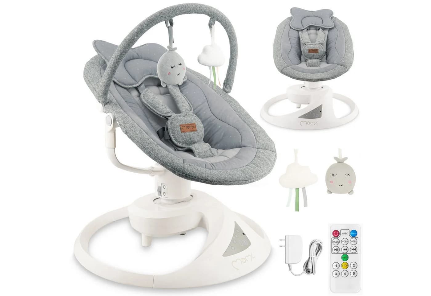 MoMi Babywippe Pearl Grau 360° drehbar Bluetooth - Bild 2