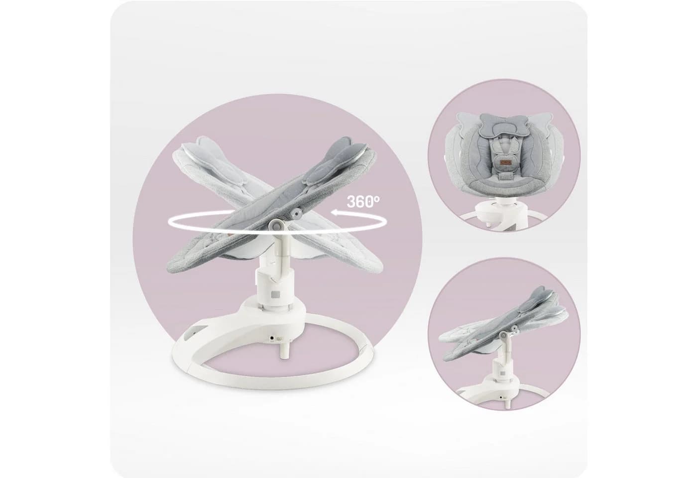 MoMi Babywippe Pearl Grau 360° drehbar Bluetooth - Bild 3
