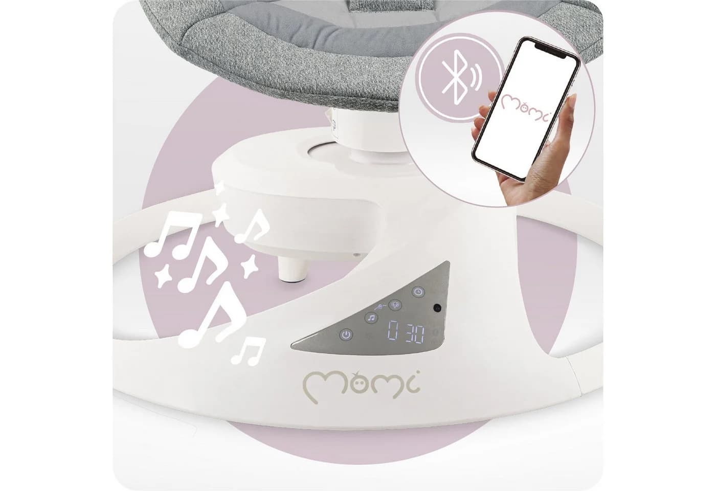 MoMi Babywippe Pearl Grau 360° drehbar Bluetooth - Bild 4