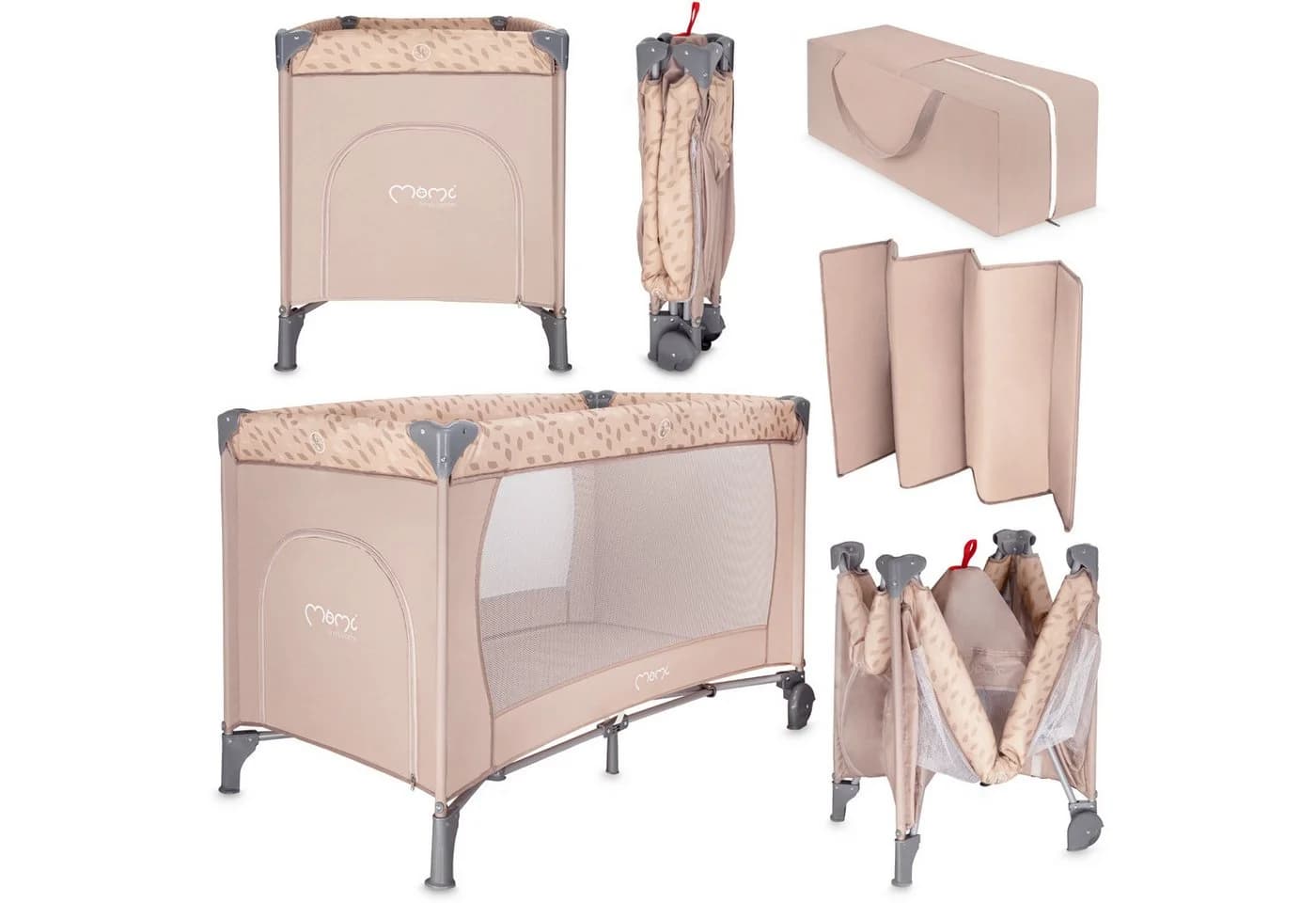 MoMi Baby-Reisebett Belove Beige 3-in-1 mit Matratze - Bild 2