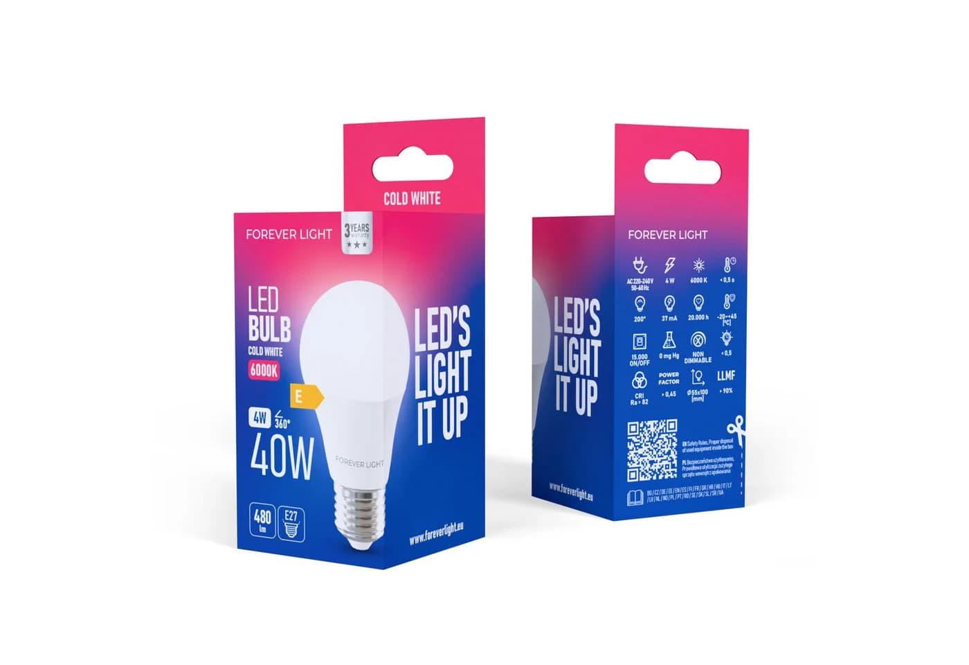 Forever Light LED Lampe E27 A55 4 W 480 lm Kaltweiß 6000 K - Bild 3