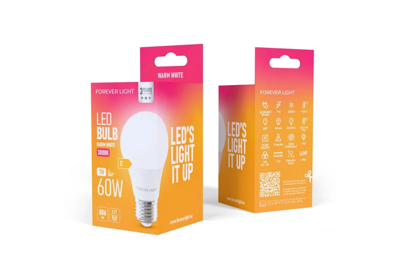 Forever Light LED-Lampe E27 A60 7W 806lm Warmweiß 3000K - Bild 3