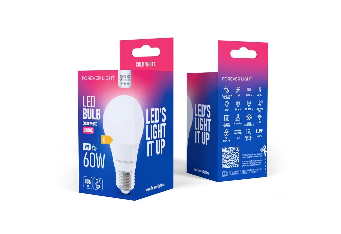 Forever Light LED-Leuchtmittel Lampe E27 A60 7 W 806 lm Kaltweiß 6000 K Energieklasse E - Bild 3