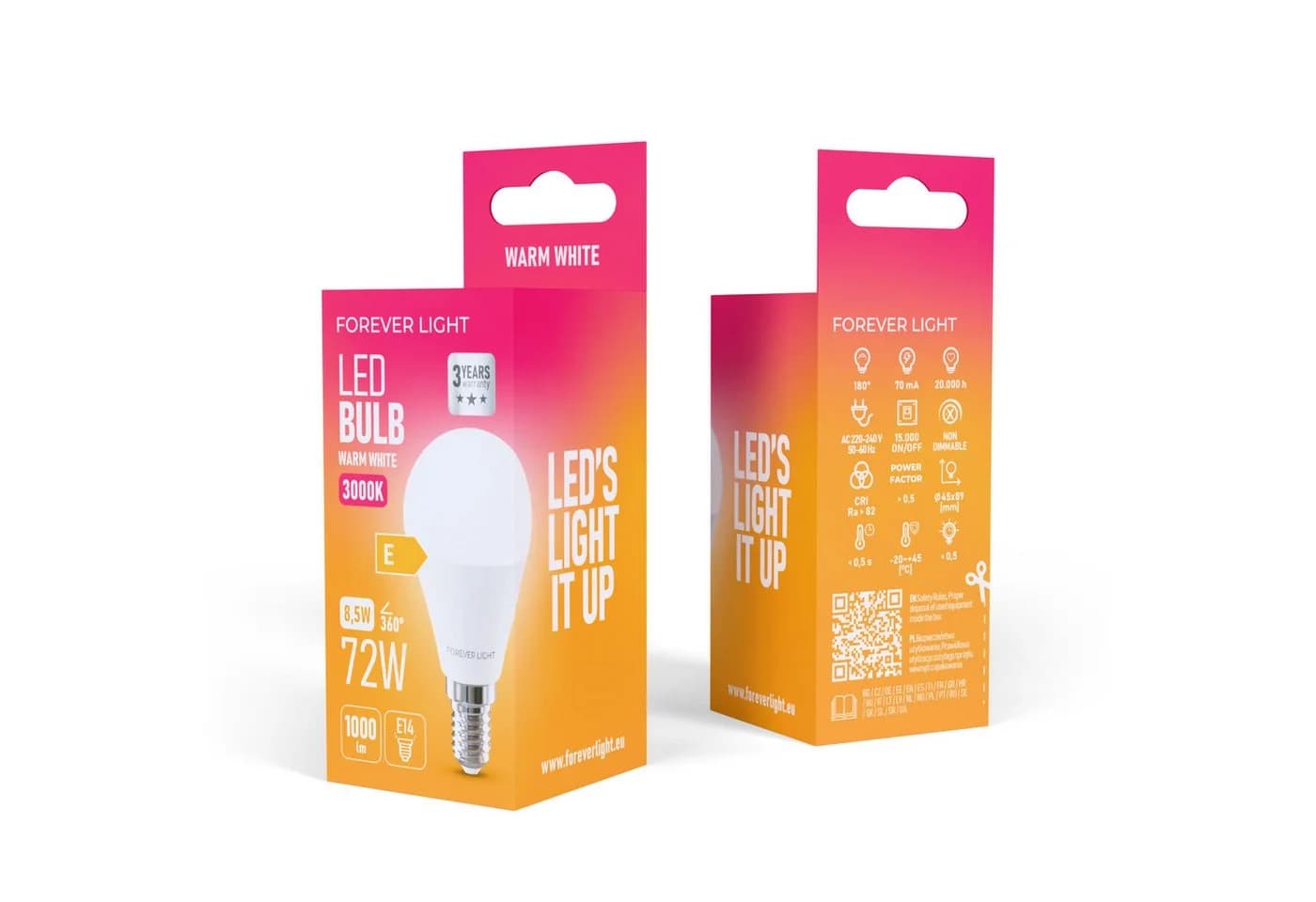 Forever Light LED Lampe E14 G45 8.5W 1000lm Warmweiß - Bild 3