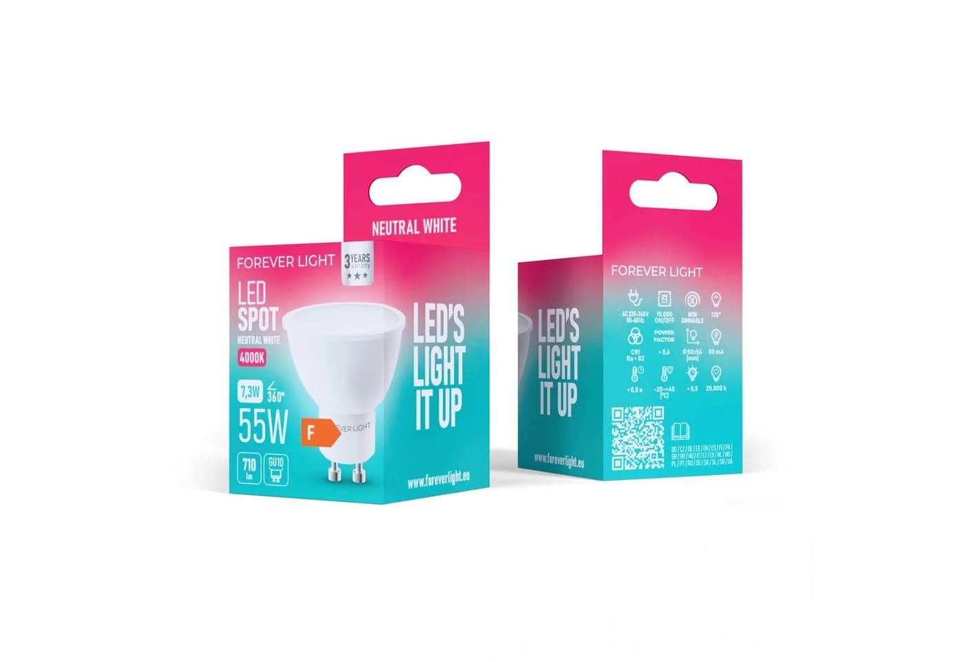 Forever Light LED-Leuchtmittel Lampe GU10 7,3W 710lm Neutralweiß 4000K Energieklasse F - Bild 3