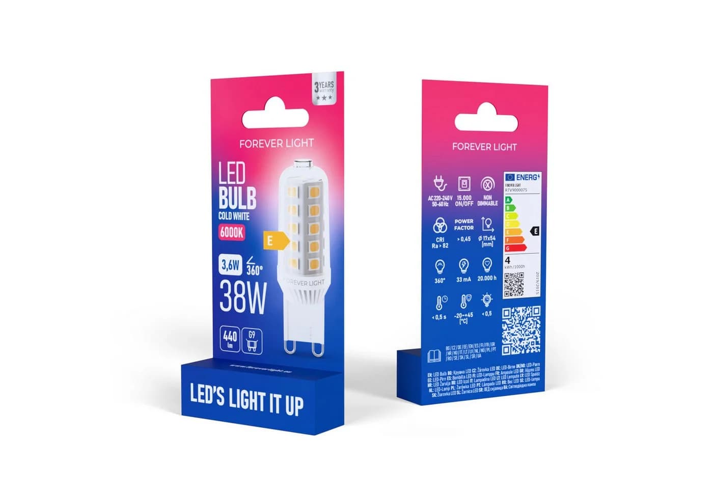Forever Light LED Lampe G9 3,6W 440lm Kaltweiß 6000K Keramik - Bild 3