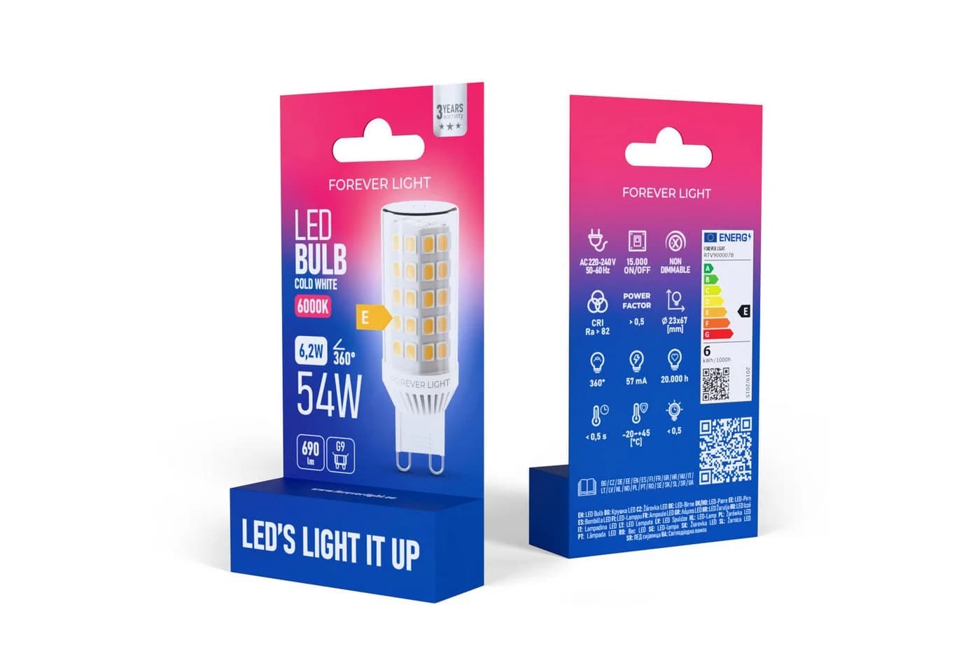 Forever Light LED-Leuchtmittel Lampe G9 6.2W 690lm Kaltweiß 6000K Keramik Energieklasse E - Bild 3