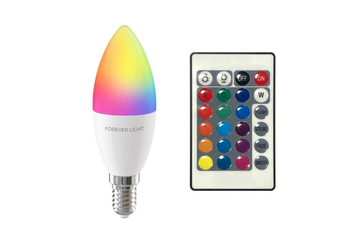 Forever Light LED-Leuchtmittel Lampe RGB E14 C37 5W 500lm Neutralweiß 4000 K Energieklasse F RGB Beleuchtung