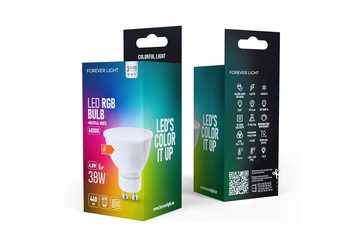 Forever Light LED-Leuchtmittel RGB GU10 4,8W 440lm mit Fernbedienung - Bild 4