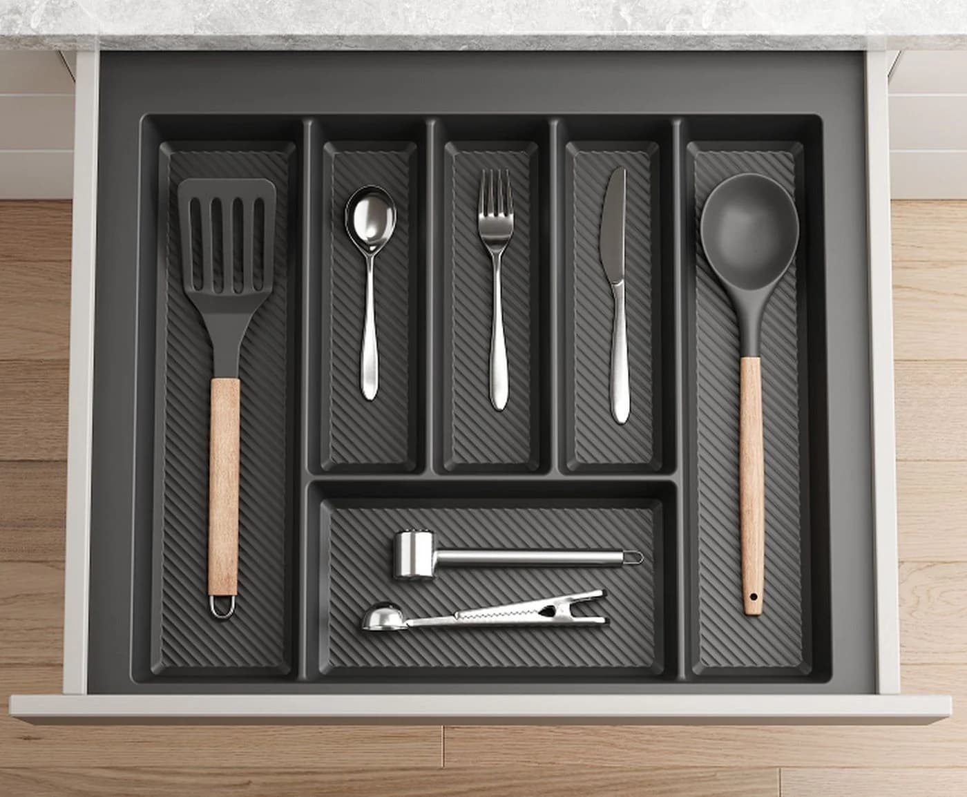 livingpoint24 Besteckeinsatz kürzbar grau Kunststoff - Bild 3