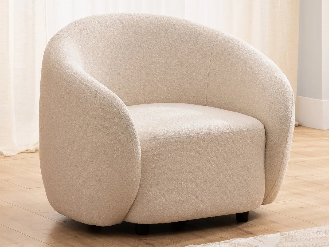 S-Style Möbel Cocktailsessel Roundi Bouclé Weiß Modern - Bild 2