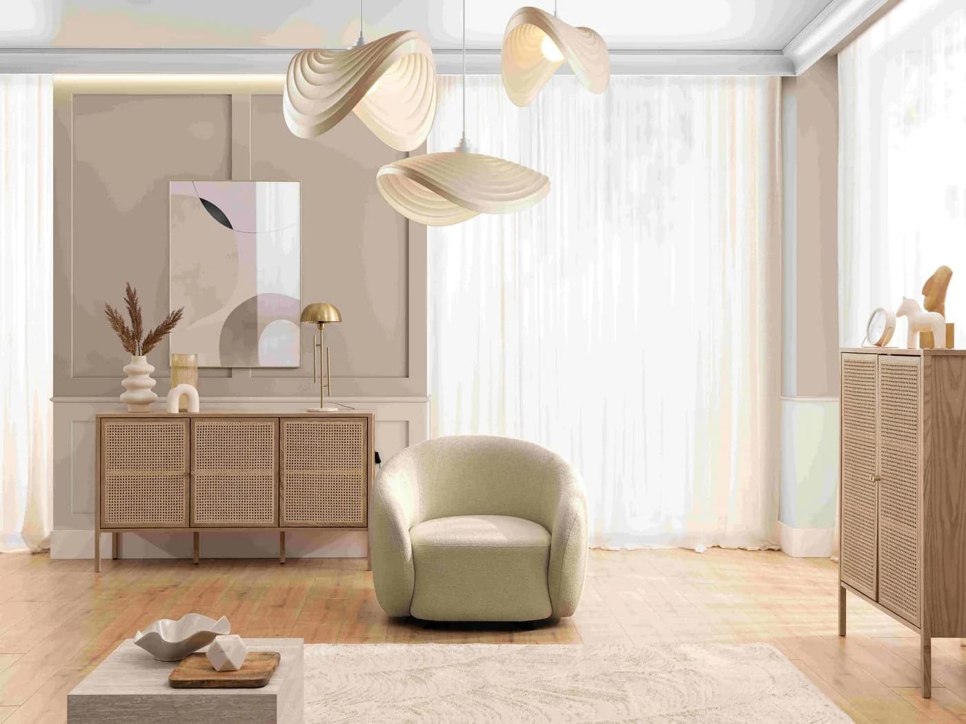 S-Style Möbel Cocktailsessel Roundi Bouclé Beige Modern - Bild 4