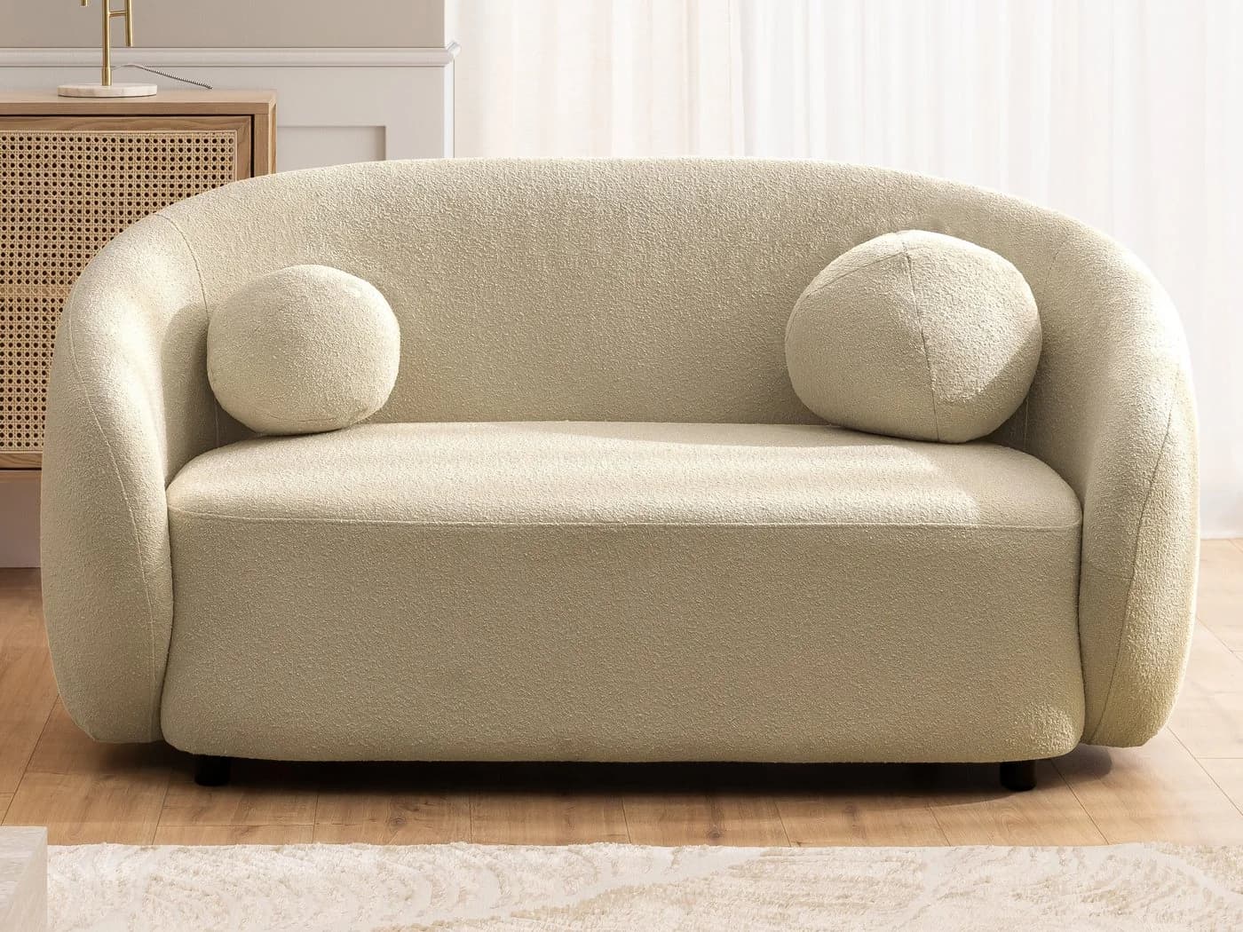 S-Style Möbel 2-Sitzer Sofa Roundi Beige Bouclé