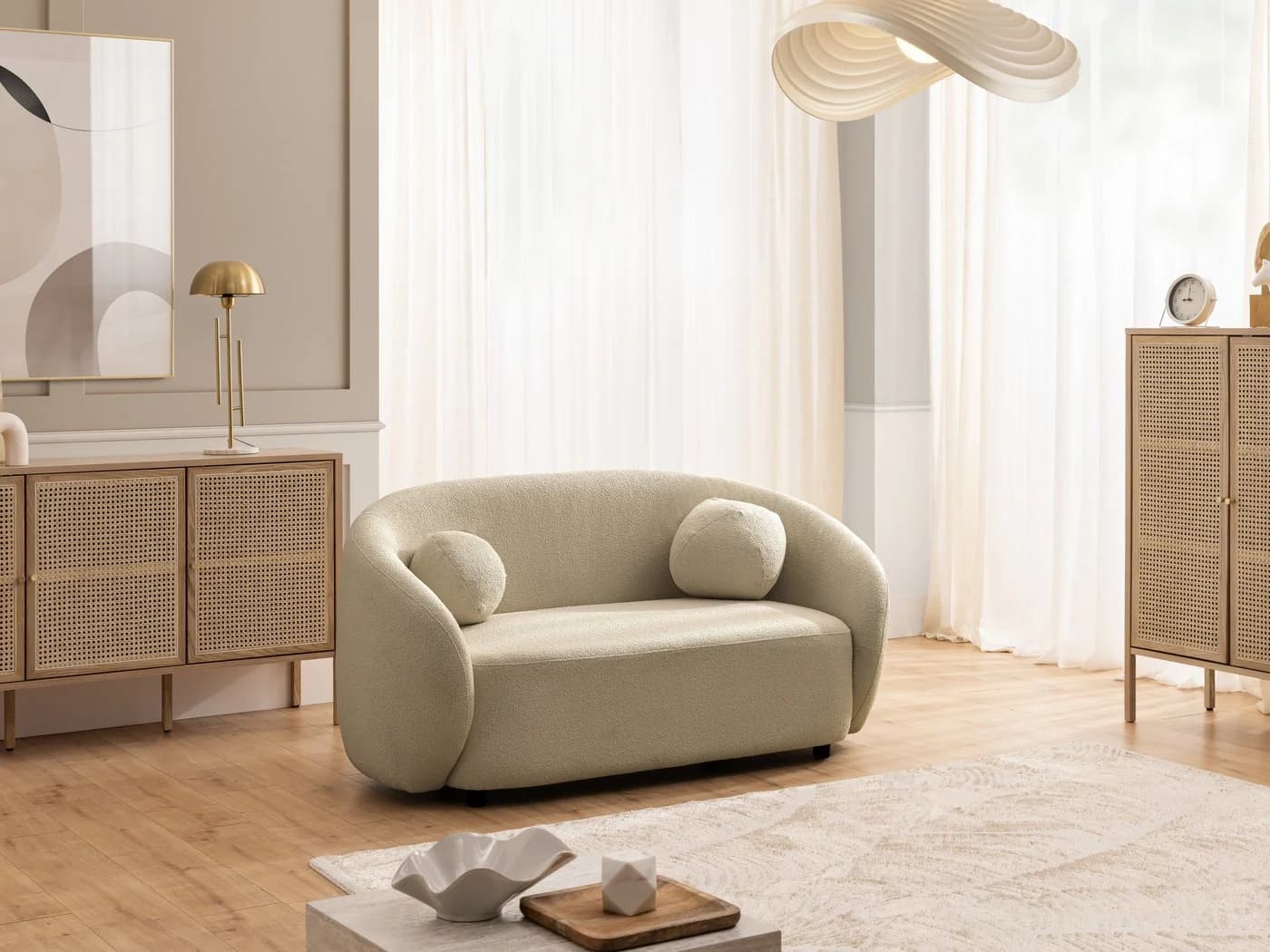 S-Style Möbel 2-Sitzer Sofa Roundi Beige Bouclé - Bild 3