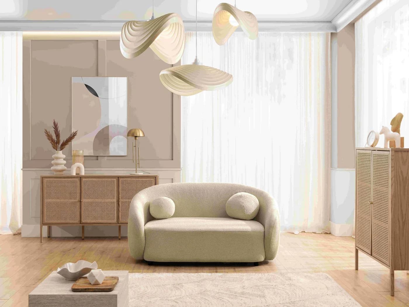 S-Style Möbel 2-Sitzer Sofa Roundi Beige Bouclé - Bild 4