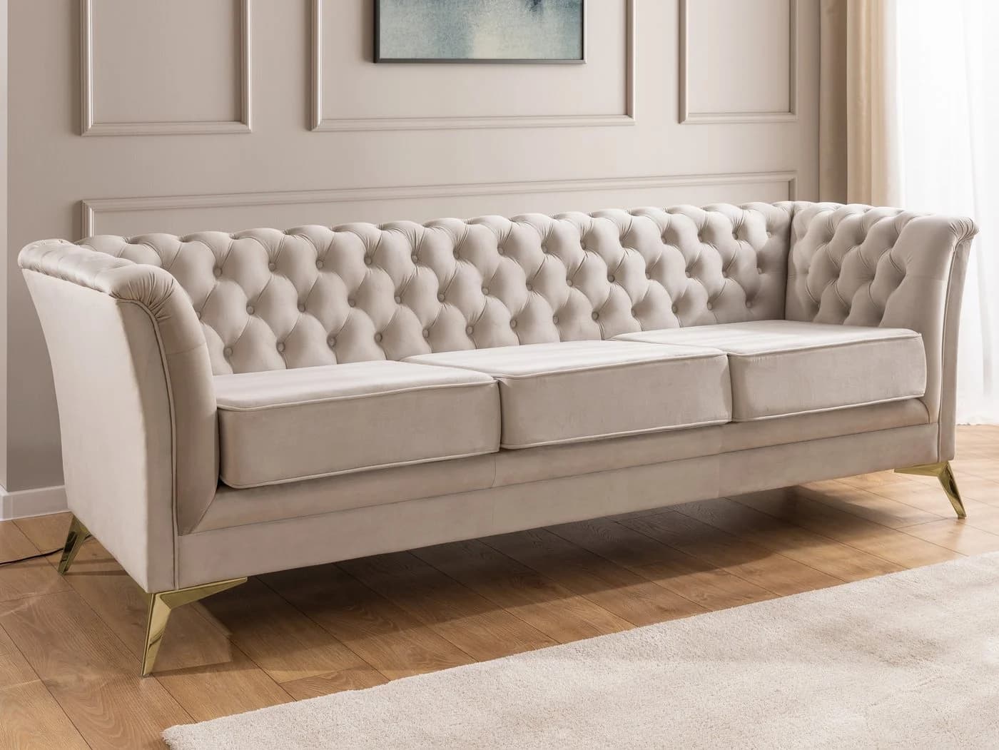 S-Style Möbel Polstergarnitur 3+2+1 Whitby Samt Chesterfield