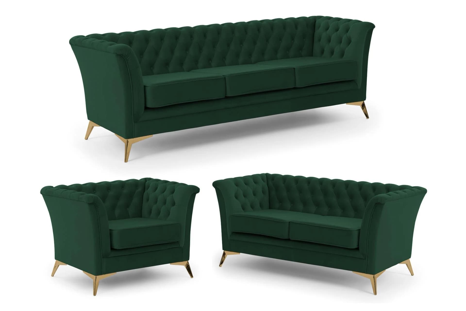 S-Style Möbel Polstergarnitur 3+2+1 Whitby, aus Samt mit Chesterfield-Knopfheftung