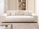 S-Style Möbel Schlafsofa Mollis 4-Sitzer Hellbeige Plüschcord mit Bettkasten Bild 1