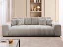 S-Style Möbel Schlafsofa Mollis 4-Sitzer Grau Plüschcord mit Bettkasten Bild 1
