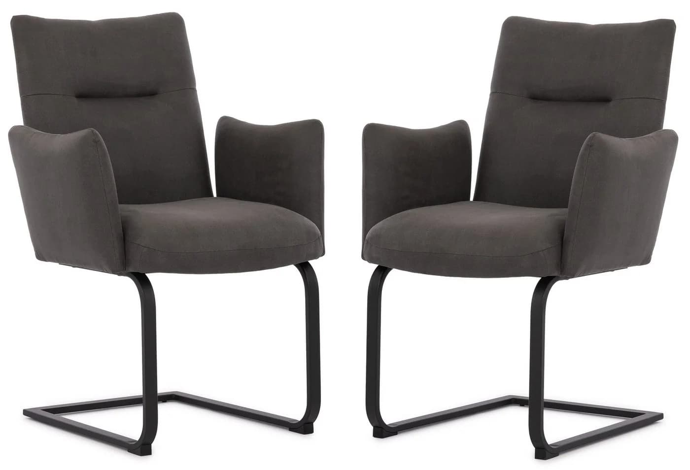 S-Style Möbel Polsterstuhl 2er Set Hera Mikrofaser Anthrazit