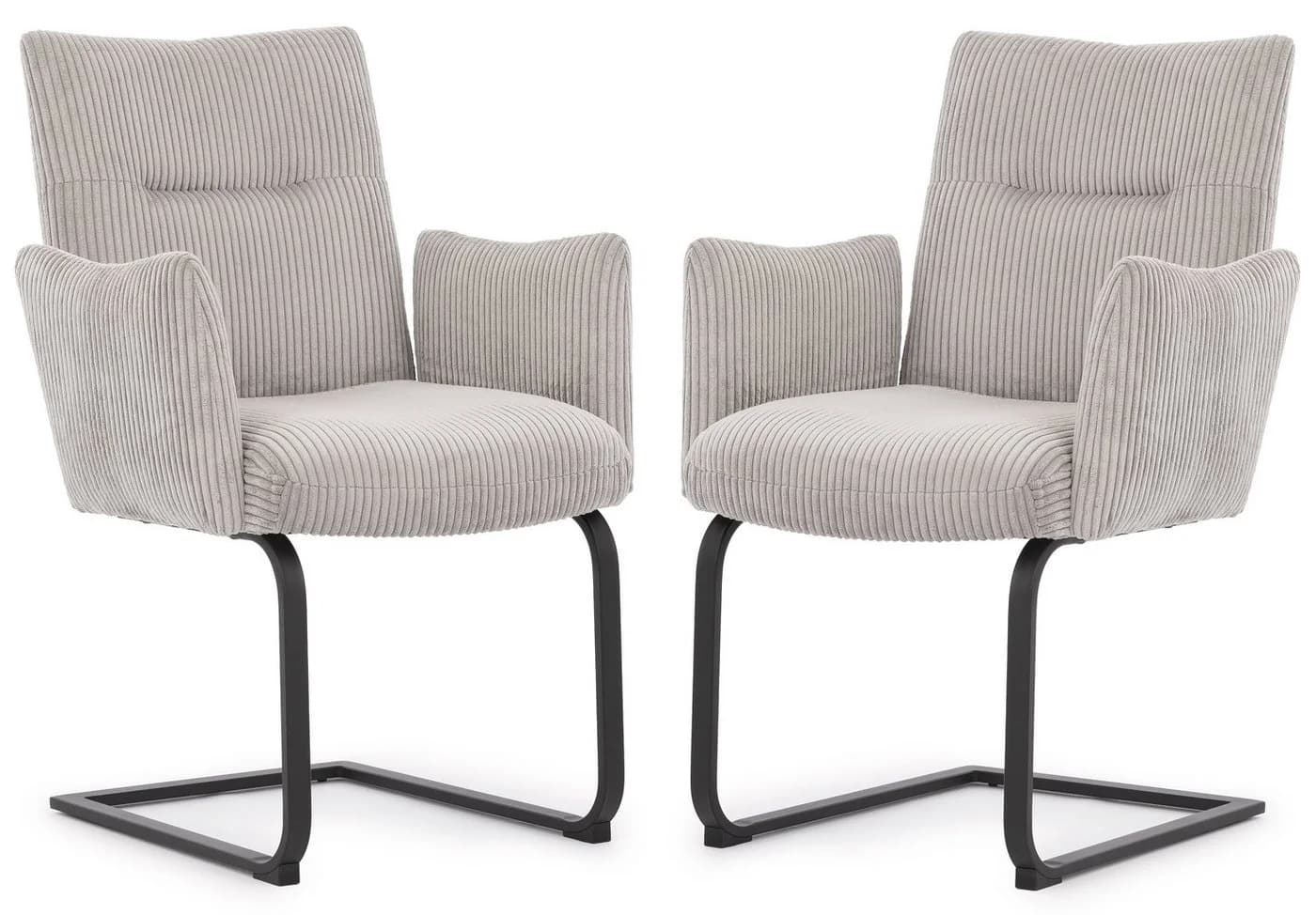 S-Style Möbel Polsterstuhl 2er Set Hera Grau Cord Freischwinger